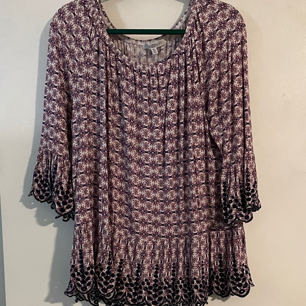 Fever Purple and White Patterned Blouse